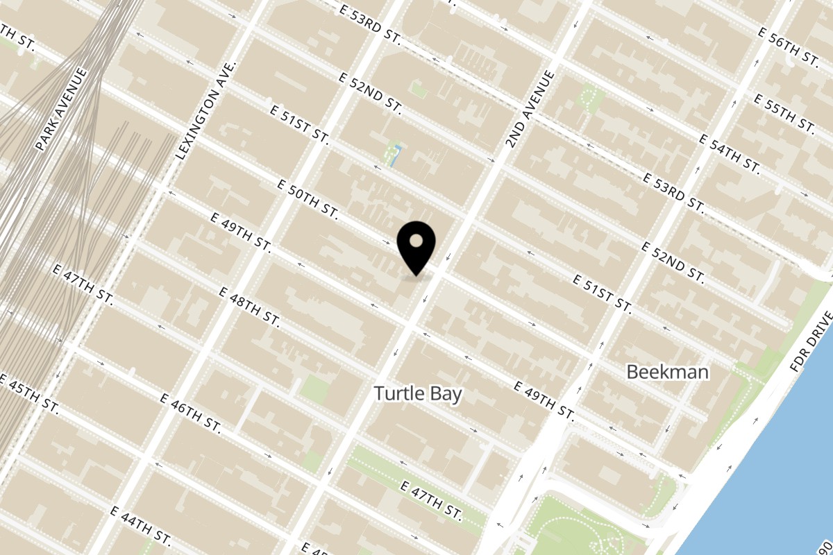 Map showing the location of Ubani Midtown on 937 2nd Ave in New York
