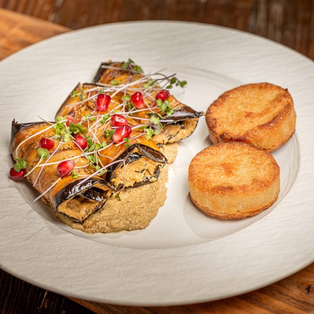Eggplant Rolls & Corn Bread.