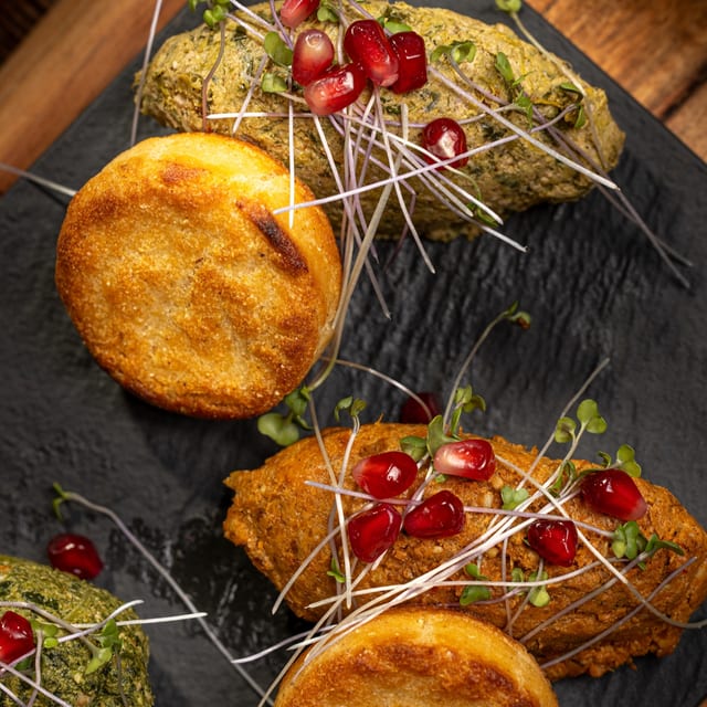 Pkhali Trio & Corn Bread.
